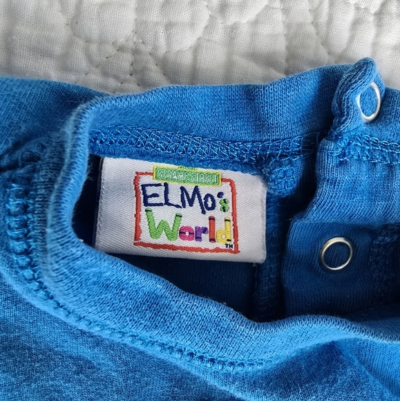 Vintage Sesame Street Cookie Monster Elmo's World Baby One-piece Blue Romper 12m - Picture 3 of 10